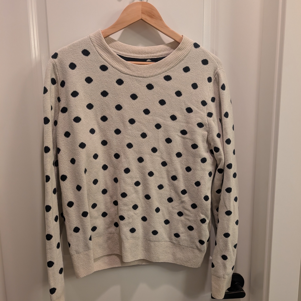 GAP Cream and Black Crewneck Sweater with Polka Dots